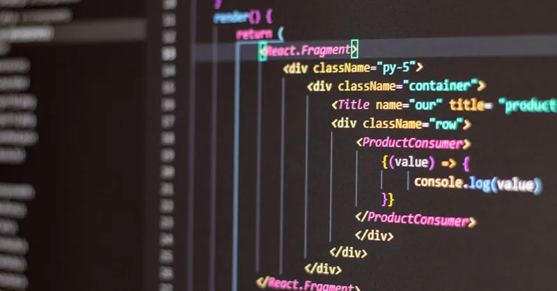 Close-up of HTML and JavaScript code on a computer screen in Visual Studio Code.