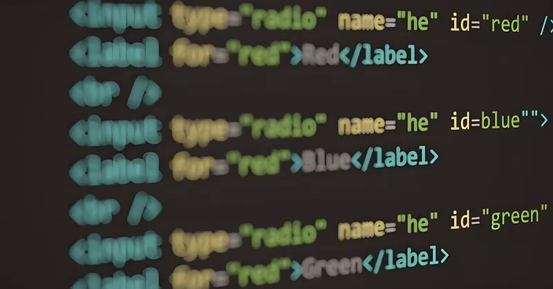 HTML code displayed on a screen, demonstrating web structure and syntax.